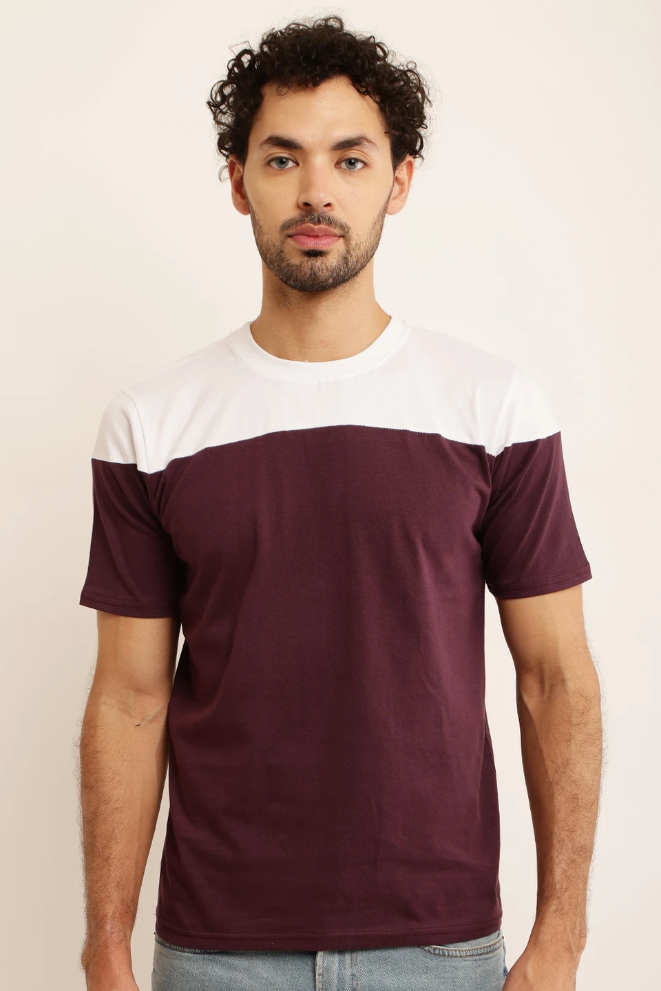 ZOSIC Men Solid Round Neck Cotton Blend Maroon T-Shirt