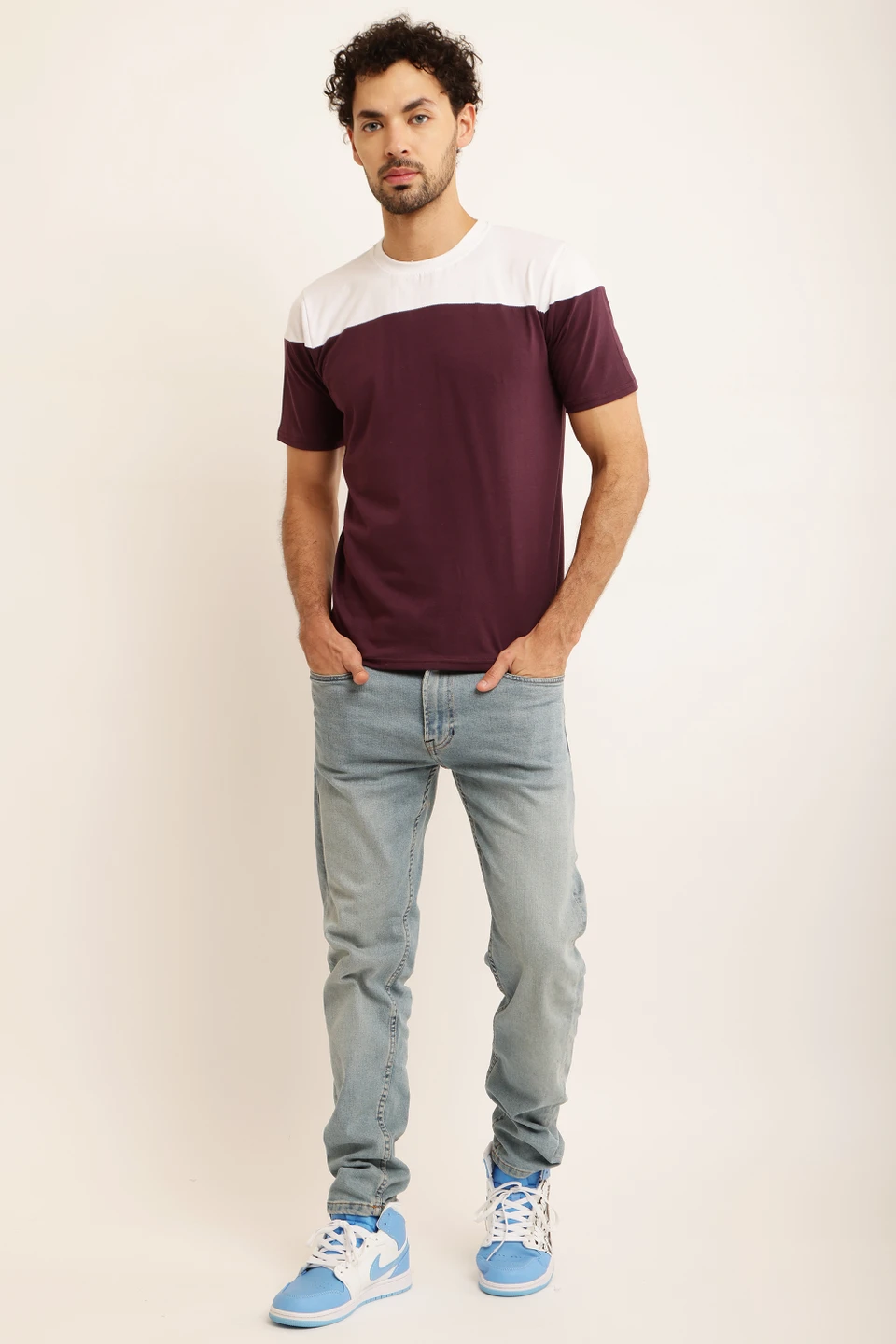 ZOSIC Men Solid Round Neck Cotton Blend Maroon T-Shirt