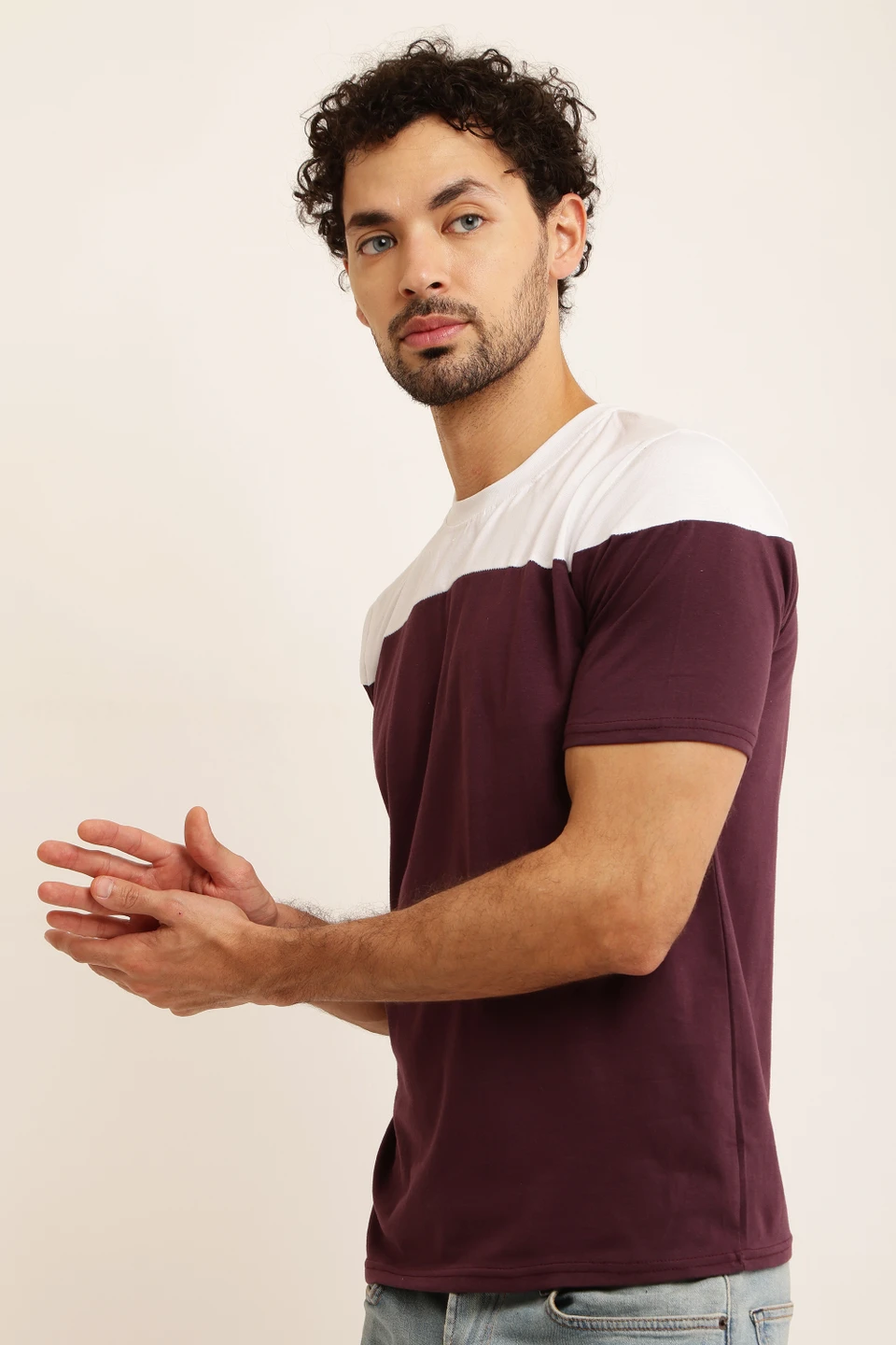 ZOSIC Men Solid Round Neck Cotton Blend Maroon T-Shirt